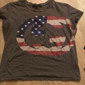 Gucci Gray American Flag Logo Tee